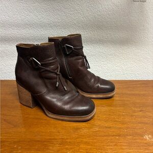 Kork-Ease Dark Brown Leather Ankle Boots